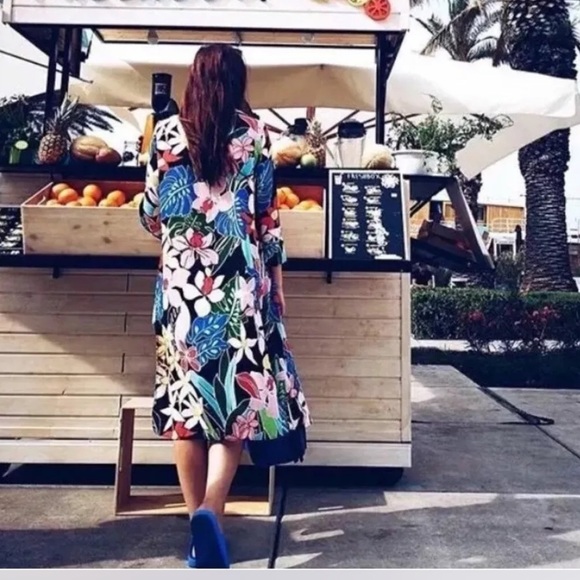 Zara Tropical Print Overshirt Jacket Kimono Floral - Picture 2 of 8